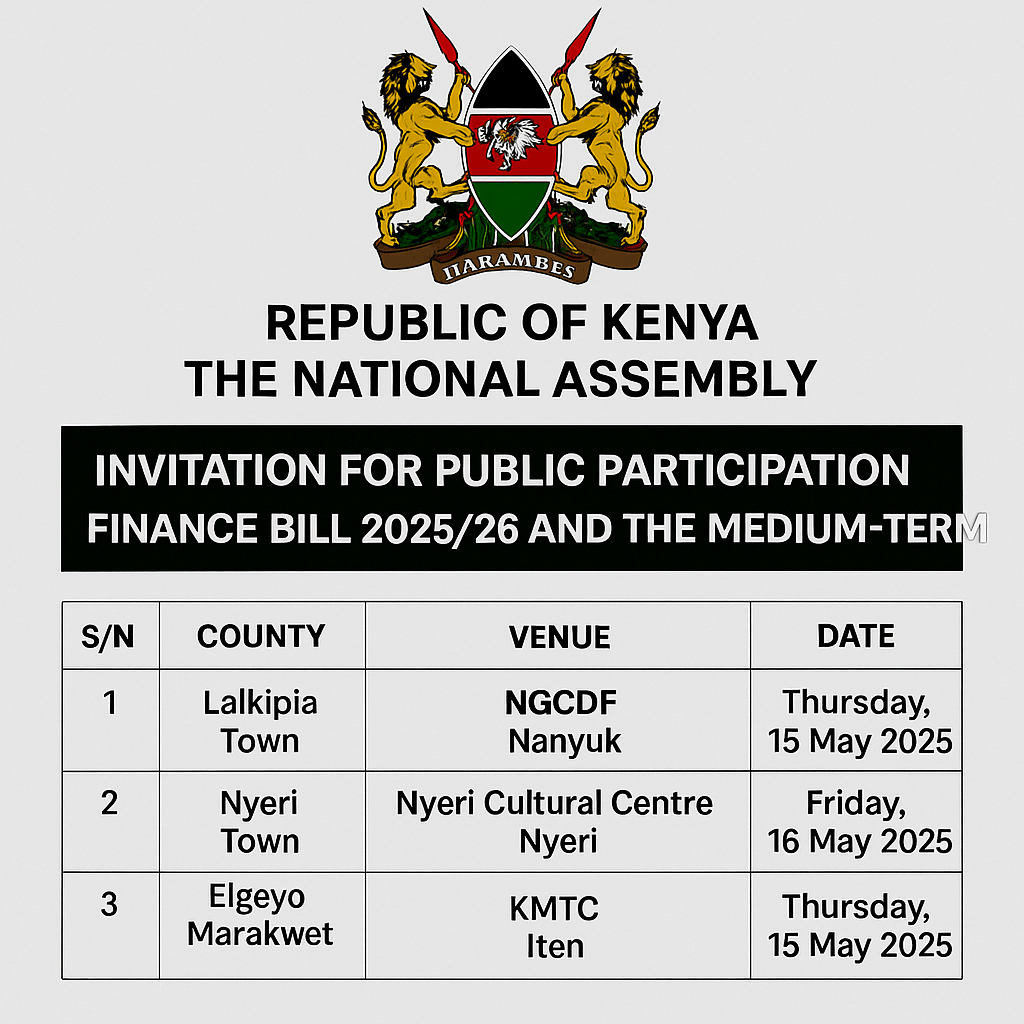 Have Your Say: Join the 2025/26 Finance Bill Public Hearings