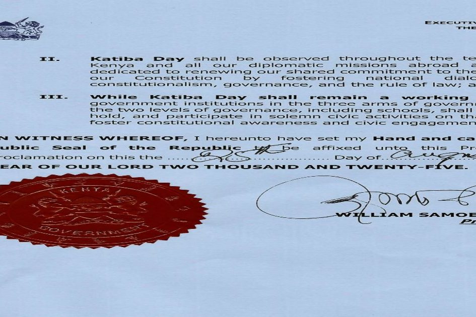 Government Declares August 27 as Katiba Day: A New Dawn for Constitutional Awareness